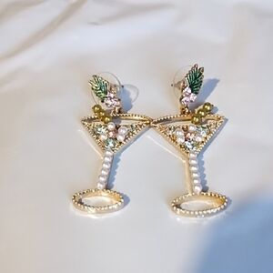 Elegant Gold Cocktail Glass Earrings